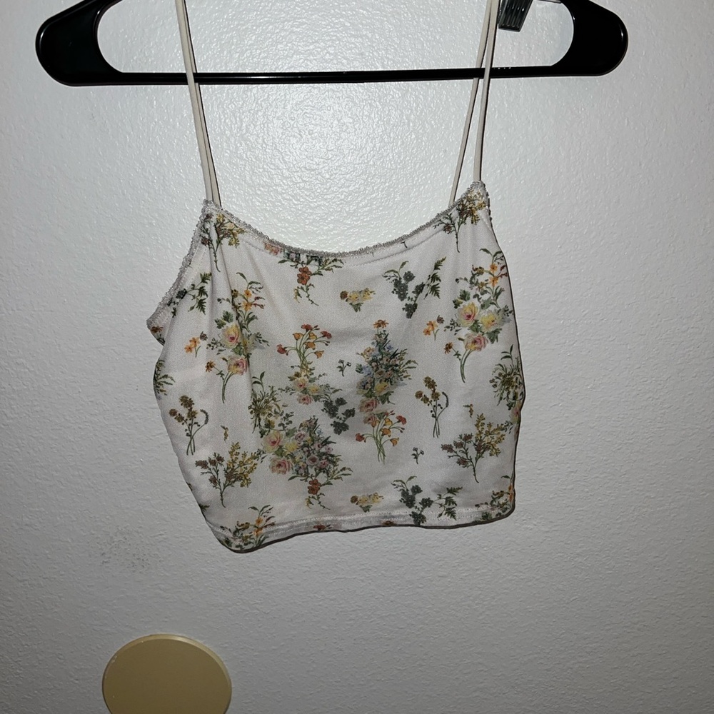 Urban Outfitters Floral Crop Top in White